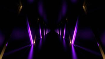 Purple and Yellow Endless Tunnel with Neon Light Movement in Zigzag Background VJ Loop in 4K video