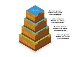 Minecraft concept for infographic with 4 processes. Business data visualization. vector