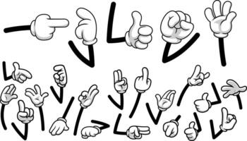 Cartoon Glove Hands Collection With Different Gestures And Expressions vector