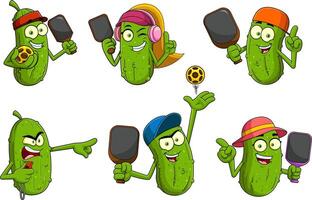 Cartoon pickles in different poses vector
