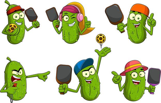 Funny Pickle Team With Sports Gear Playing Pickleball