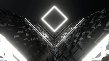White Cyber Corridor with Neon Portal Background VJ Loop in 4K video