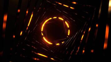 Orange Fantastic Space with Round Shining Neon Portal Background VJ Loop in 4K video