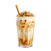Refreshing Iced Tea with Tapioca Pearls in a Glass png