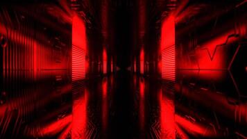 Red and White Alien Cyber Track with Neon Lights Background VJ Loop in 4K video