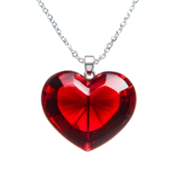 Sparkling Red Heart-Shaped Pendant on Silver Chain png