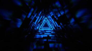 Blue Infinite Triangle Sci Fi Glitch Tunnel Background VJ Loop in 4K video