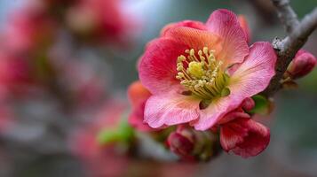 Tree flower surrounded by green in springtime image photo