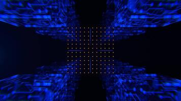 Blue and Orange Fantastic Neon Cyber Techno Frame Background VJ Loop in 4K video