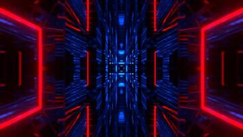 Deep Blue and Red Endless Tunnel Into Digital Background VJ Loop in 4K video