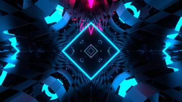 Cyan and Pink Dimensional Tunnel with Neon and Mirror Pattern Background VJ Loop in 4K video