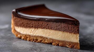 Closeup food photography of sweet slice cake piece photo