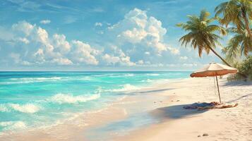 Island paradise with palms and waves photo