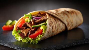 Shawarma sandwich photo with perfect presentation
