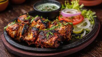 Freshly grilled kabab with tasty and delicious juicy meat texture photo