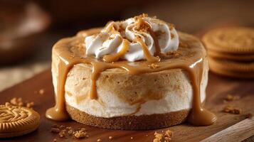 Sharp focus on tasty sweet dessert details photo