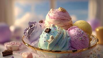 Realistic ice cream shown in soft light photography photo