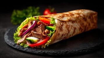 Tasty-shawarma photo in soft pita bread