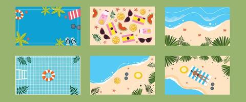 Summer pool and beach aesthetic graphics vector