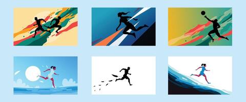 Colorful illustrations of sports activities vector