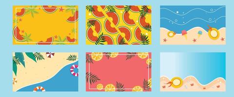 Colorful summer-themed pattern illustrations vector