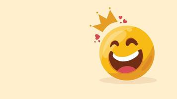 Smiling emoji with crown and hearts, blushing with happiness vector