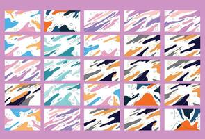 Colorful abstract artistic backgrounds featuring bold lines and fluid forms in a bright and engaging collection set vector