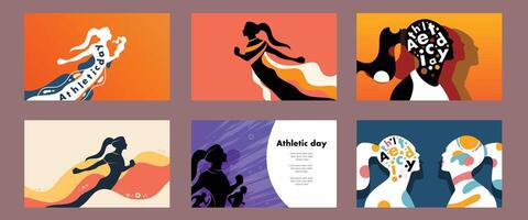 Artistic Athlete Character Movement Sport Event Bundle Set vector