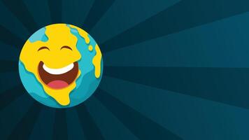 A happy world emoji laughing with shining rays on emoji day vector