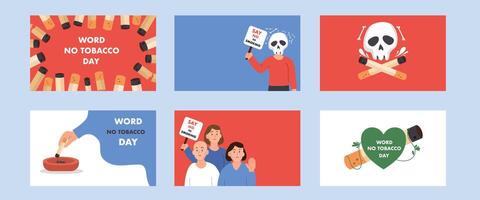 No Smoking Protest Message Graphic Bundle Set vector