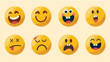 Collection of expressive emoji faces showing a range of emotions vector