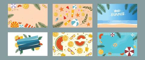 Summer themed illustrations with beach elements vector