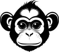 Silhouette of Monkey Face with Large Eyes and Wide Smile Representing Fun Expression, Animal Icon, and Jungle Creature Illustration vector