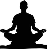 Illustration of Man Meditating with Mandala Background Representing Chakra Alignment, Zen, and Holistic Health in Artistic Design vector