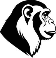 Silhouette of Monkey Face in Side Profile Depicting Primate Features, Wildlife Expression, Animal Iconography, and Jungle Creature Illustration in Monochrome Design vector