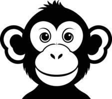 Silhouette of Monkey Face with Happy Expression Representing Jungle Animal, Primate Icon, and Wildlife Art Illustration vector