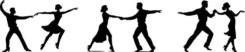 Silhouette Set of Dancers in Various Poses for Ballet, Jazz, Hip-Hop, and Contemporary Dance showcasing movement, rhythm, artistic expression, and diverse dance styles vector