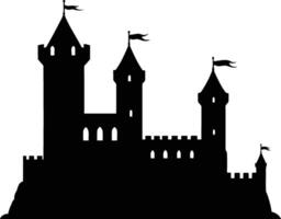 silhouette of a medieval castle isolated on white background, featuring fortress outlines ideal for fairytale illustrations, fantasy artwork, storybook designs, or historical themed projects. vector