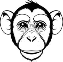 Silhouette of Monkey Face with Natural Expression Featuring Gentle Eyes, Relaxed Features, and Subtle Smile, Representing Primate Emotion, Wildlife Art, and Realistic Animal Illustration vector