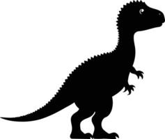 Small dinosaur character silhouette with tiny claws in a playful pose designed for kids artwork baby themed graphics dinosaur toys or fun prehistoric illustrations for young audiences. vector