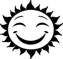 Silhouette of Cute Smiling Sun with Rays Expressing Joy, Sunshine, Summer Vibes, Good Mood, and Fun Character Design for Kids and Seasonal Graphics vector