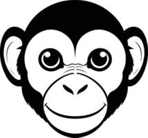 Silhouette of Playful Monkey Face with Large Eyes and Wide Smile Representing Jungle Animal, Primate Expression, Wildlife Art, and Cartoon Character Design vector