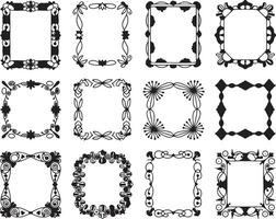 Set of black and white decorative frames vector