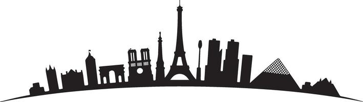 A silhouette of a city skyline with the eiffel tower in the middle vector