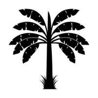 A simple black silhouette of a single banana tree vector