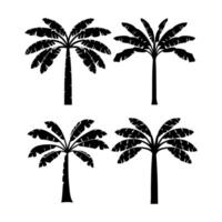 A set of banana tree silhouette vector