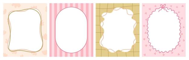 Cute Handsdawn Frame Set with Soft Pastel Backgrounds vector
