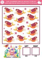 Colorful mermaids puzzle for children vector