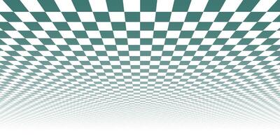 Abstract geometric mosaic chess background with perspective. Squared tile floor infinity futuristic copy space. Turquoise wall print vector