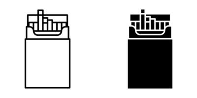 A pack of cigarettes or cigarette box Icon set Symbol isolated white background. illustration. color editable. vector
